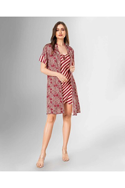 Loriva Γυναικείο Σετ Νυχτικών 2 τεμαχίων με Μικτά Σχέδια και Κορδόνια Στήριξης