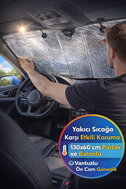 TOYFEST Αντηλιακό σκίαστρο παρμπρίζ αυτοκινήτου με βεντούζες 130x60 εκ. Αναδι...