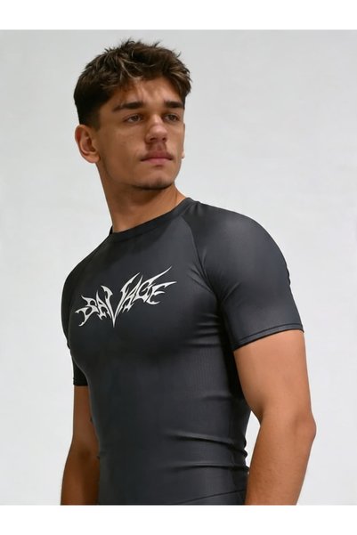 Yokedwear Savage Compression Tight / Slim Crew Neck T-Shirt Gray Unisex Youth