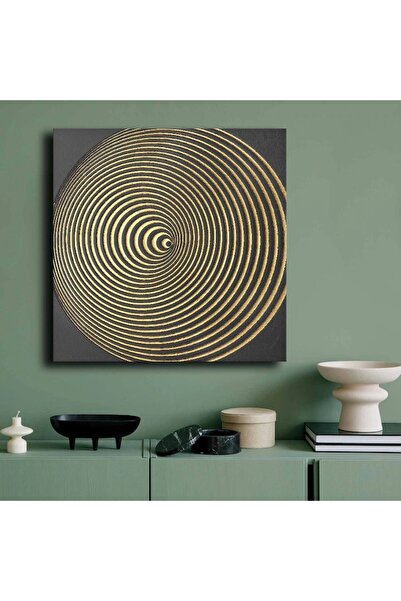 OEM Tablou decorativ Re-Bloom, pânză/lemn, negru/auriu, 70 x 70 cm