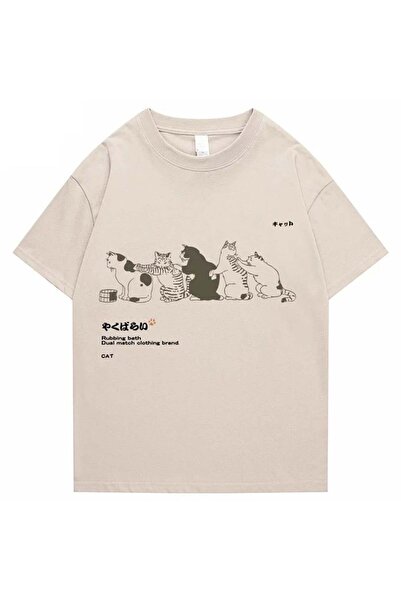 BALİNA Μπλουζάκι  "Rubbing Bath Cats " Μπεζ (Unisex) THE SOLO