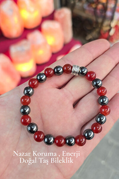 Natural Stone Women's , Men's Bracelet Agate , Hematite 8 mm Evil Eye Protection ( Gift , Daily )