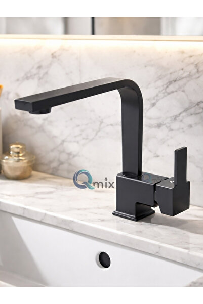 QMİX Karel Series Complete Black Model Brass Body Luxury Bathroom Sink Faucet