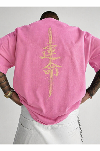 OVER HEAD Ανδρικό μπλουζάκι Samurai με τύπωμα oversized , με λαιμόκοψη, κοντο...