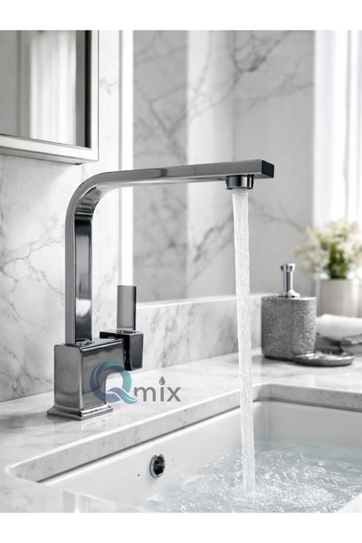 QMİX KAREL SERİSİ PİRİNÇ GÖVDE ÇİFT SU GİRİŞLİ LÜX BANYO LAVABO BATARYASI-KRO...