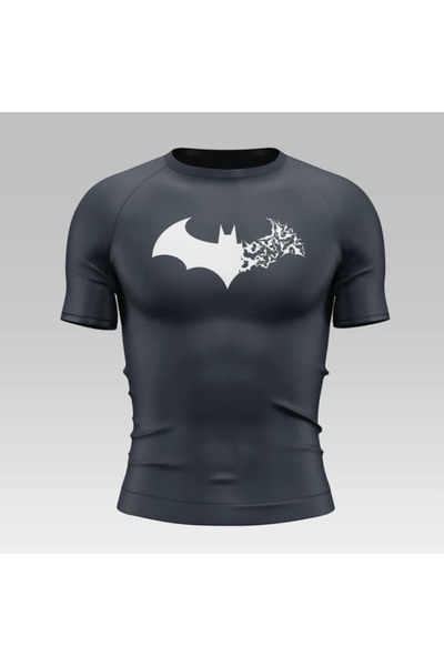 Yokedwear Batman Compression Tight / Slim Crew Neck T-Shirt Gray Unisex Youth