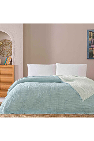 Linens Coraux Pamuk Muslin Tek Kişilik Pike Mavi