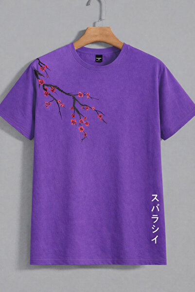 VODEXA Tricou oversize unisex cu imprimeu JAPONEZ, 100% bumbac, croială confo...
