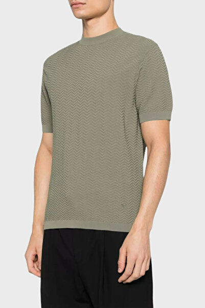 Emporio Armani Special Embossed Slim Fit Round Neck Sweater Men's Sweater Em0...