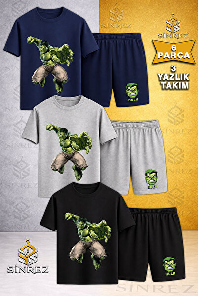 SİNREZ Tricou pentru copii HULK GIANT FIST THROWER imprimat cu gâtul rotund, ...