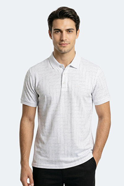 Slazenger Ανδρικό μπλουζάκι ZANY με λαιμόκοψη πόλο σε λευκό χρώμα