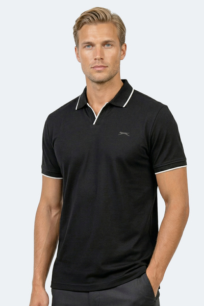 Slazenger Ανδρικό μπλουζάκι ZITHER με λαιμόκοψη πόλο σε μαύρο χρώμα