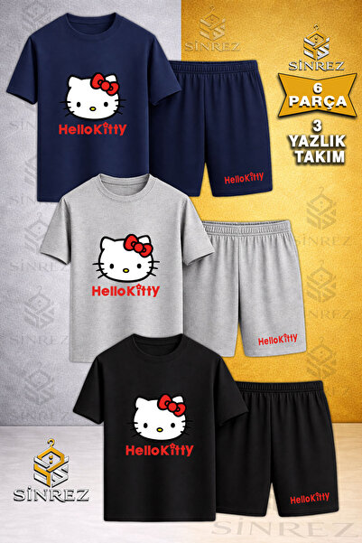 SİNREZ Tricou pentru copii HELLO KITTY RED WRITTEN cu imprimeu, cu gât rotund...