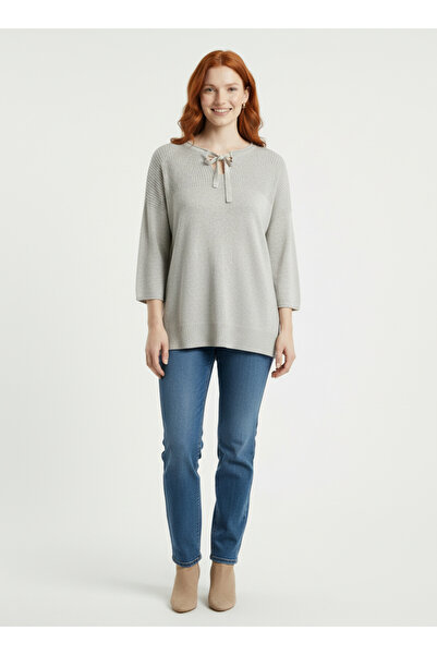 Neden Tekstil Γυναικεία πλεκτή μπλούζα με άνετη εφαρμογή και δέσιμο με κορδόνια