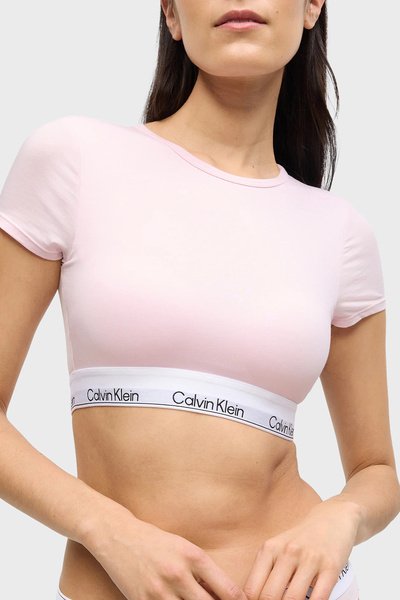 Calvin Klein Pamuk ve Modal Karışımlı Logolu Yuvarlak Yaka Crop LV00QF84958Z6...