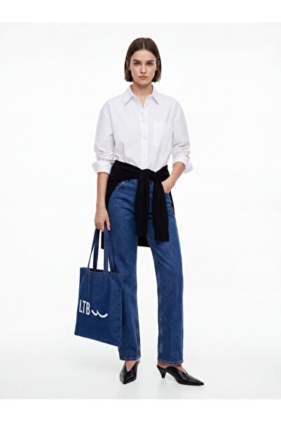 Ltb Βασικό λευκό πουκάμισο με κουμπιά μπροστά