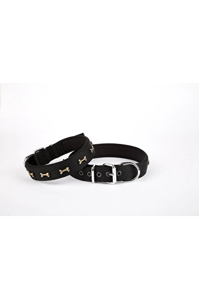 colezium Soft Bone Patterned Dog Collar 2 cm X 45 cm Black