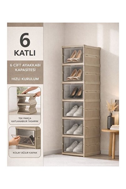 Tekreyonda 6'lü Portatif Organizer Dolap Çok Amaçlı Kapaklı Katlanır Ayakkabı...