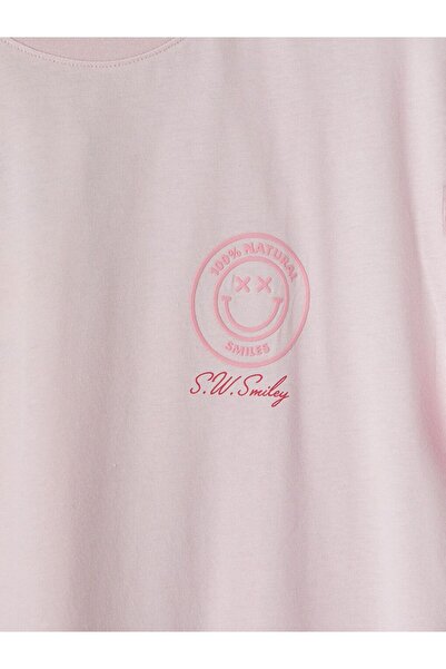 LC Waikiki Tricou de damă XSIDE cu imprimeu Smiley și decolteu tip crewneck
