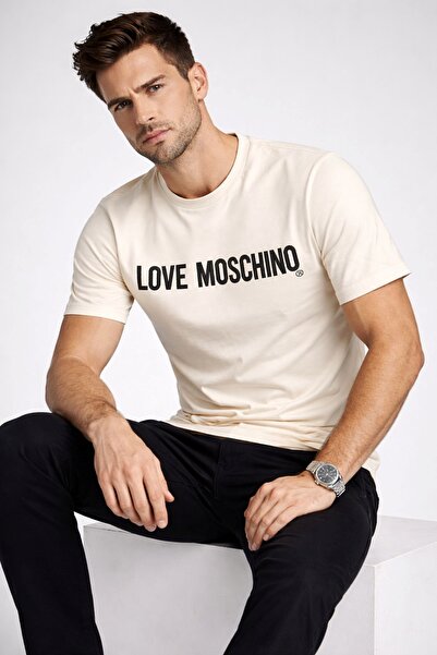 Love Moschino تي شيرت من القطن مطبوع عليه شعار PAMUKLU