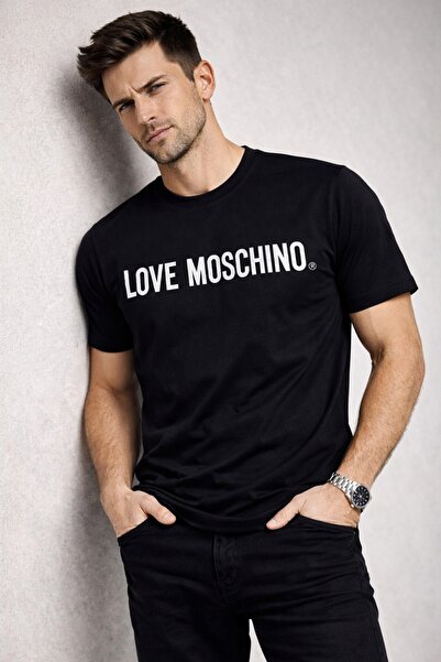 Love Moschino تي شيرت من القطن مطبوع عليه شعار PAMUKLU
