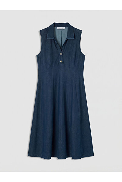 LC Waikiki NEVAVM με τη διαφορά LCW EVERYDAY Indigo πουκάμισο με γιακά τζιν φ...