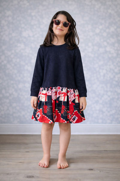 Alin Alp 6-12 Years Old Girl's Navy Blue Dress-12Y/152Cm
