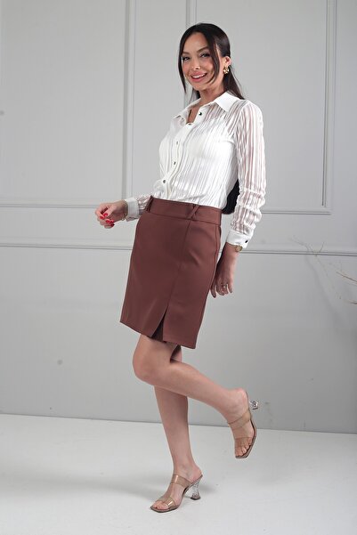 By Saygı Γυναικεία κοντή φούστα με πιέτες και λεπτομερές κορσάζ