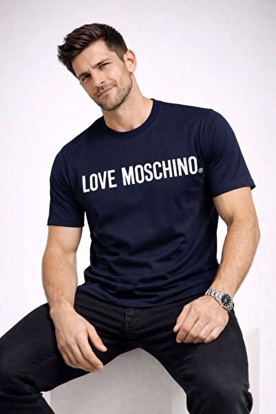 Love Moschino تي شيرت من القطن مطبوع عليه شعار PAMUKLU