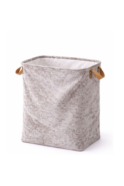 OEM Άκαμπτο, βελούδινο, πτυσσόμενο καλάθι απλύτων με δερμάτινες λαβές – 35x25...