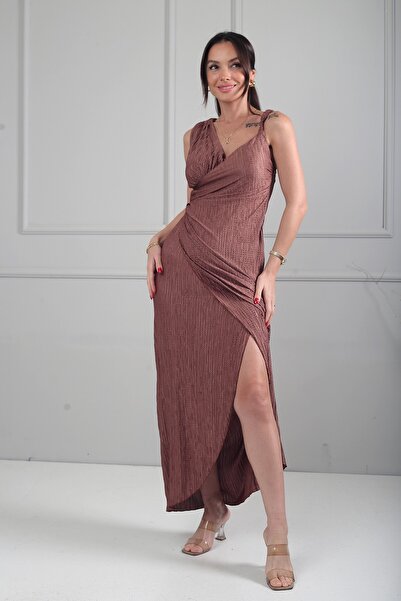 By Saygı Γυναικείο φόρεμα με λαιμόκοψη V, με λεπτομέρεια από πλαϊνή πόρπη, απ...