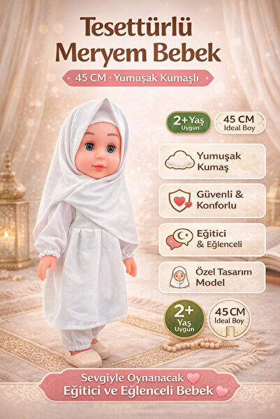 CNGZSHOP Meryem Bebek 45 CM Yumuşacık Peluş Oyuncak | Sevimli & Eğitici Uyku ...