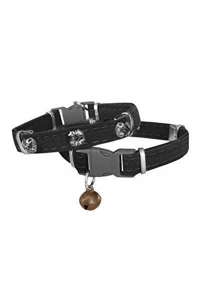 colezium طوق قطط مخملي بحجر 20-32 سم أسود
