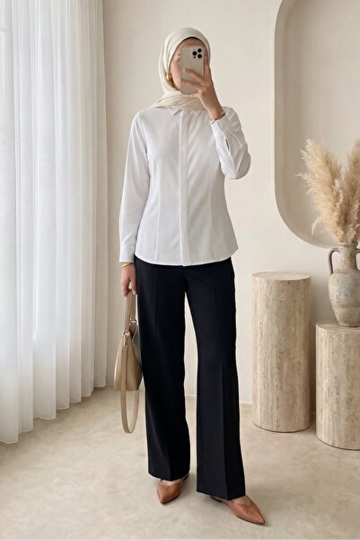 Modamorfo Πουκάμισο με κρυφά κουμπιά και τσέπες - λευκό