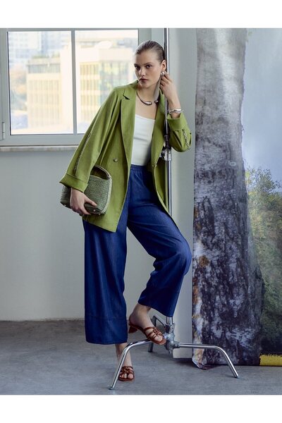 KYR Jachetă tip blazer cu nasturi, verde matcha