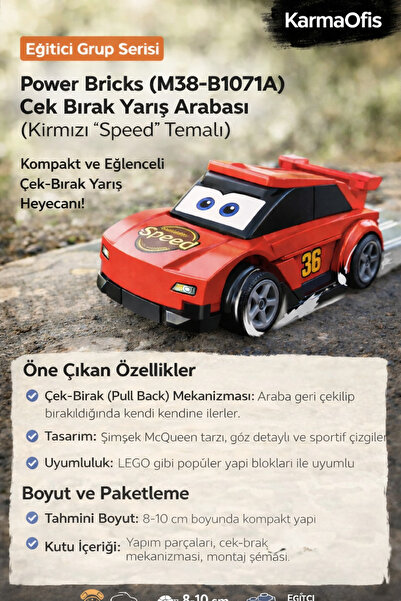 Sluban Power Bricks M38-B1071A 45 Parça Çek Bırak Yarış Arabası | Kırmızı Spe...