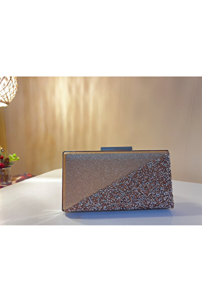 GÜL EŞSİZ COLLECTION STORE Gold Simli Taş Detaylı Abiye Clutch Çanta
