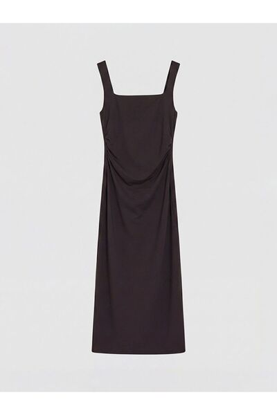 LC Waikiki XSIDE Kare Yaka Büzgülü Bodycon Elbise