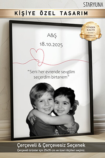 STARYUNA Kişiye Özel Çocukluk Fotoğraflı Poster, Çerçeve Seçenekli Cpyuna5033