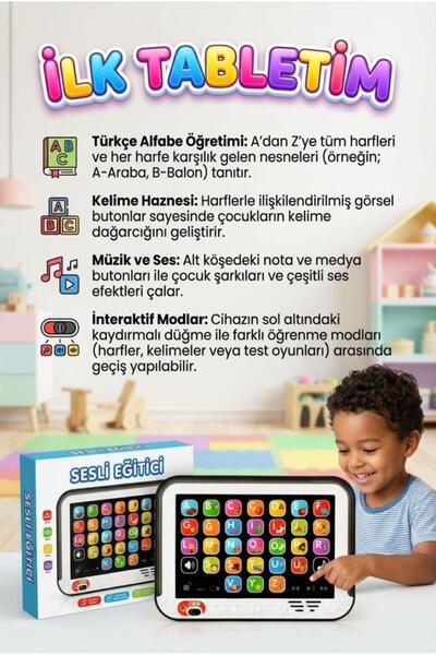 Tıfıl Toys Sesli Işıklı Müzikli 100 Etkileşimli Alfabe Kelime Hayvanları Öğre...