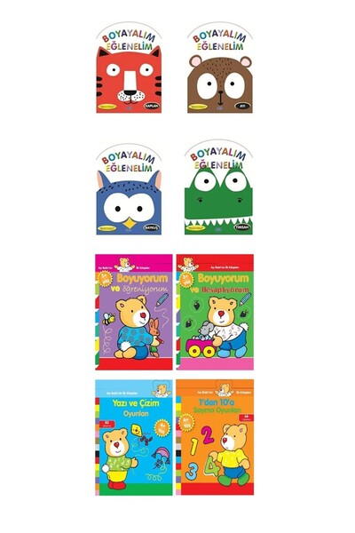 Parıltı Yayınları Let's Color and Have Fun 4 Books+Bobi Bear's First Books 4 ...