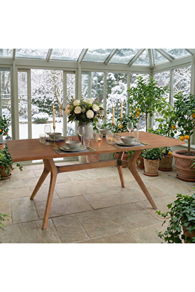 Woodesk Ligna Masif Ahşap Yemek Masası 140x80 cm, Tik Renk