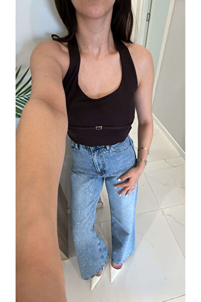 BİRCANÇİL Μπλούζα Nullas Kahve με λεπτομέρεια αγκράφα στο λαιμό