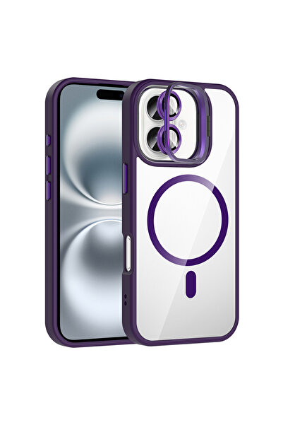 UnDePlus Apple iPhone 17 Kılıf Kamera Lens Hediyeli Standlı M-Safe Şarj Özell...