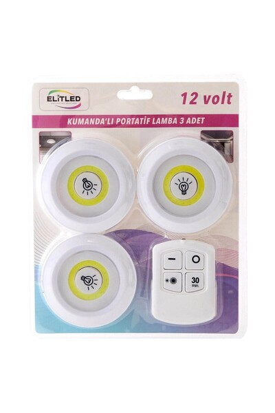 ELİTLED 3Lü Kumandalı Pilli Spot Led