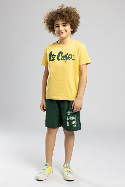 Lee Cooper Londonlogo Boy's Basic T-Shirt με στάμπα από 100% βαμβάκι, κίτρινο