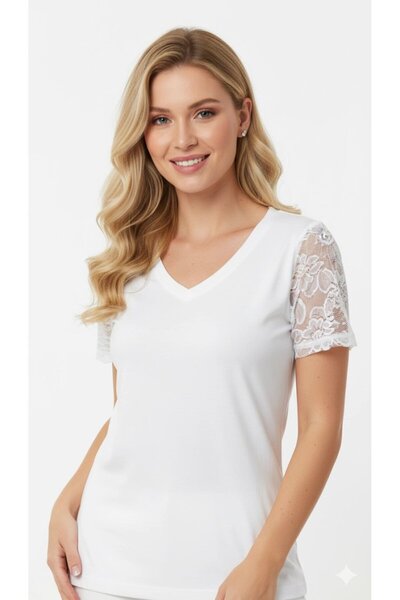 Mariposa Secret Şahinler Lycra Half Sleeve White B256