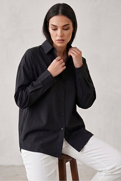 Corradeo Giyim Clara Γυναικείο Oversize Basic Πουκάμισο - Μαύρο