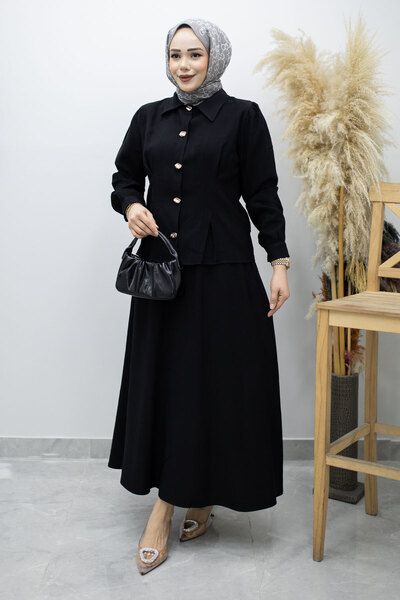 Tesettür Dünyası Σετ φούστας με λεπτομέρεια με κουμπιά και κούμπωμα TSD260188...