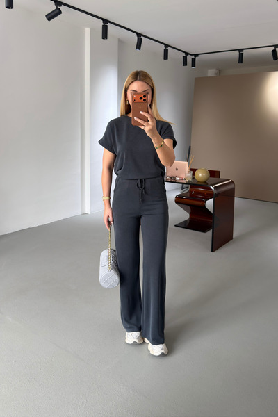 Sezgi Tekin Σετ Premium Σειράς Ανθρακί Πικέ Μοντάλ